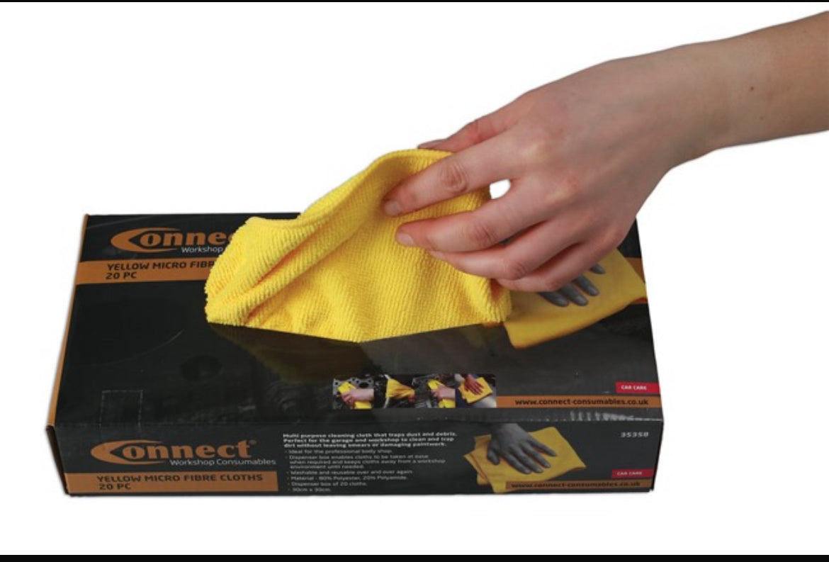 Microfibre Yellow Cloths in Dispenser Box 20pc