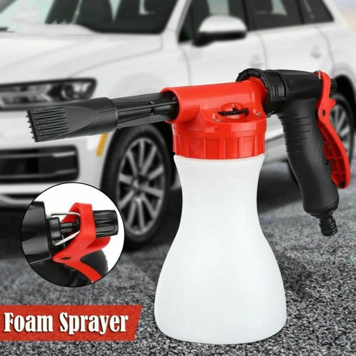 900ML Snow Foam Car Wash Spray Gun Lance Uses Hose Pipe Multifunctional & Bottle