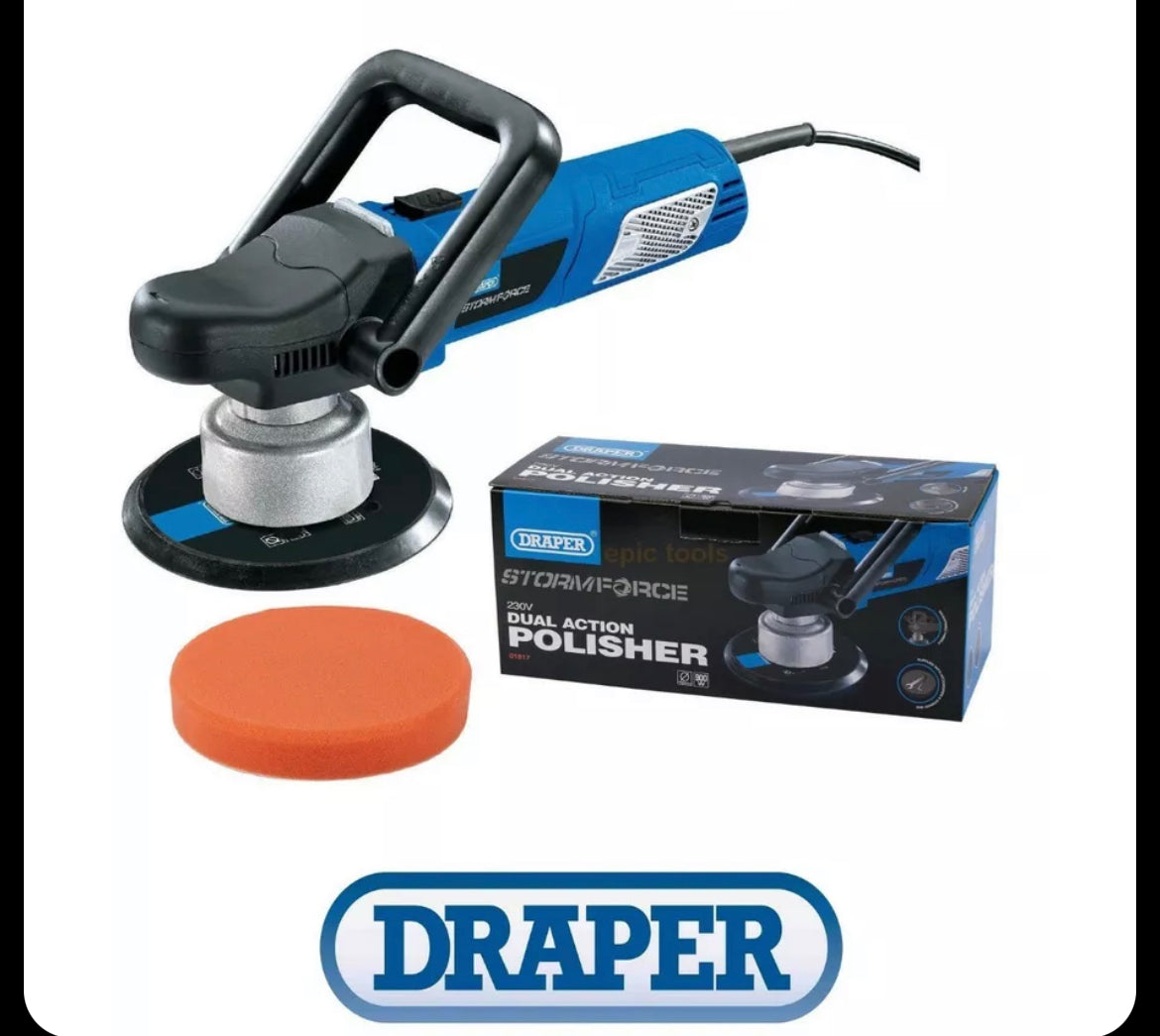 Draper 150mm 6" Dual Action DA Polisher Buffer Sander Sponge & Bag